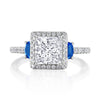 Tacori Princess 3-Stone Engagement Ring with Blue Sapphire