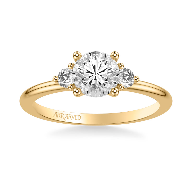 Artcarved Bridal Semi-Mounted with Side Stones Classic Engagement Ring 14K Yellow Gold