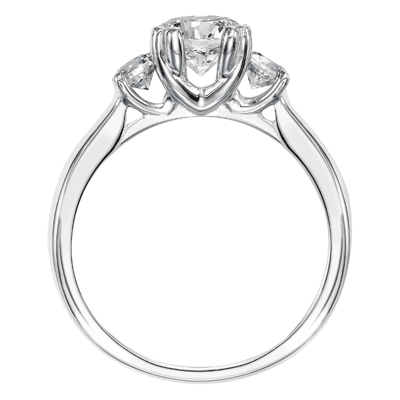 Artcarved Bridal Semi-Mounted with Side Stones Classic 3-Stone Engagement Ring Amanda 14K White Gold