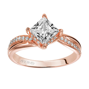 Artcarved Bridal Semi-Mounted with Side Stones Contemporary Twist Diamond Engagement Ring Stella 14K Rose Gold