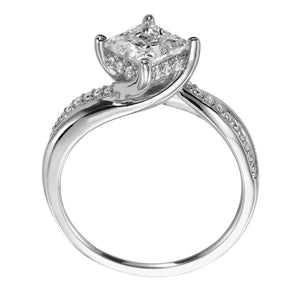 Artcarved Bridal Semi-Mounted with Side Stones Contemporary Twist Diamond Engagement Ring Stella 14K White Gold