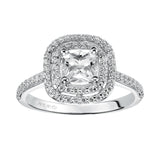 Artcarved Bridal Mounted with CZ Center Classic Halo Engagement Ring Tara 14K White Gold