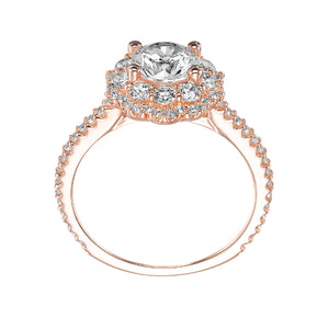Artcarved Bridal Mounted with CZ Center Contemporary Floral Halo Engagement Ring Priscilla 14K Rose Gold