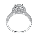 Artcarved Bridal Semi-Mounted with Side Stones Contemporary Halo Engagement Ring Tabitha 14K White Gold