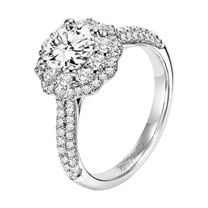 Artcarved Bridal Mounted with CZ Center Contemporary Halo Engagement Ring Tabitha 14K White Gold