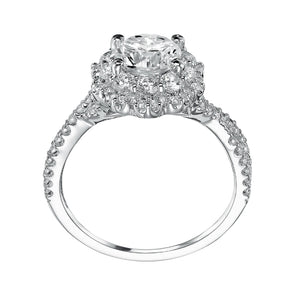 Artcarved Bridal Semi-Mounted with Side Stones Contemporary Floral Halo Engagement Ring Natasha 14K White Gold