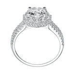 Artcarved Bridal Semi-Mounted with Side Stones Contemporary Halo Engagement Ring Jacqueline 14K White Gold