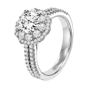 Artcarved Bridal Mounted with CZ Center Contemporary Halo Engagement Ring Jacqueline 14K White Gold