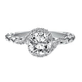 Artcarved Bridal Mounted with CZ Center Contemporary Rope Halo Engagement Ring Jolie 14K White Gold