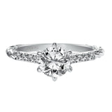 Artcarved Bridal Mounted with CZ Center Contemporary Twist Diamond Engagement Ring Meadow 14K White Gold
