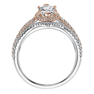 Artcarved Bridal Mounted with CZ Center Classic Halo Engagement Ring Dorsey 14K White Gold Primary & 14K Rose Gold
