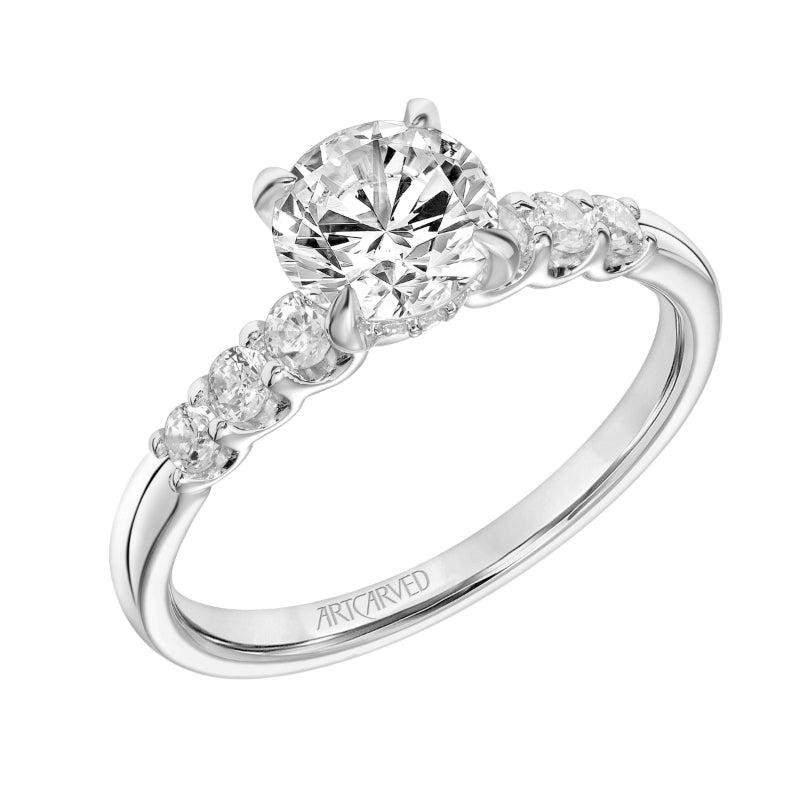 Artcarved Bridal Mounted with CZ Center Classic Engagement Ring Erica 14K White Gold