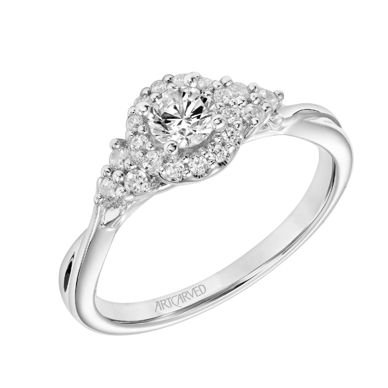 Artcarved Bridal Mounted Mined Live Center Contemporary One Love Engagement Ring 14K White Gold