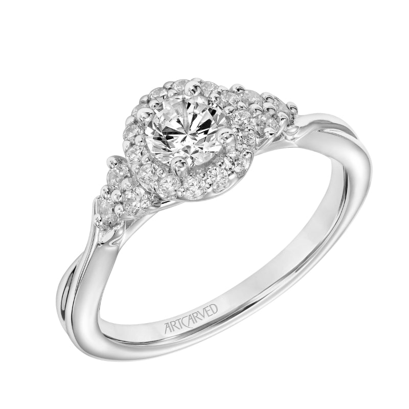 Artcarved Bridal Mounted Mined Live Center Contemporary One Love Engagement Ring Dara 14K White Gold