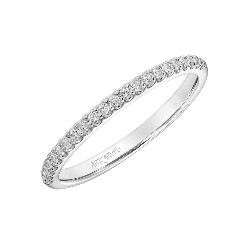 Artcarved Bridal Mounted with Side Stones Classic One Love Diamond Wedding Band Athena 14K White Gold