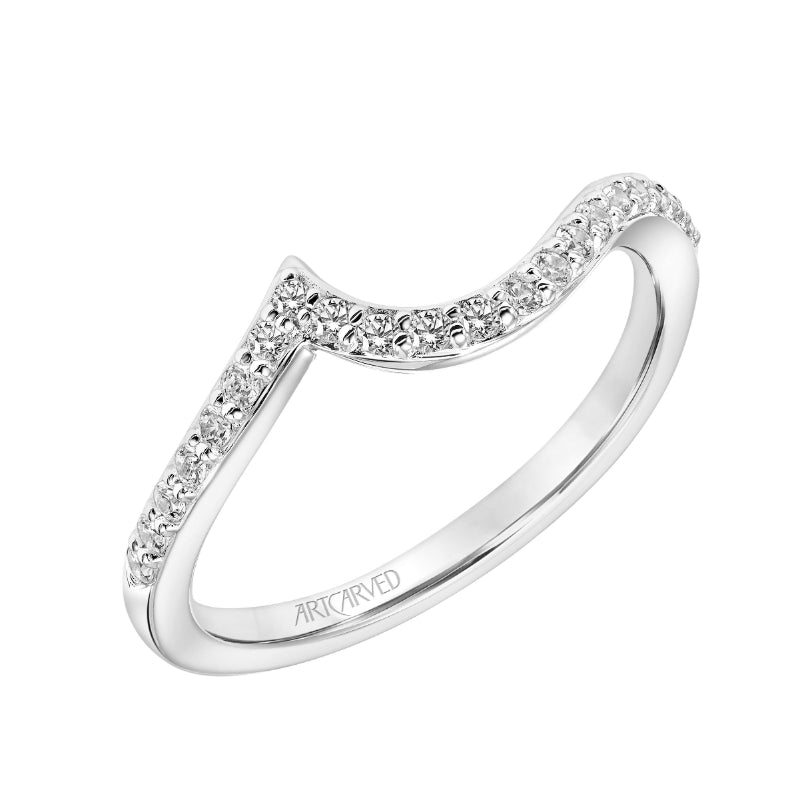 Artcarved Bridal Mounted with Side Stones Contemporary One Love Diamond Wedding Band 14K White Gold