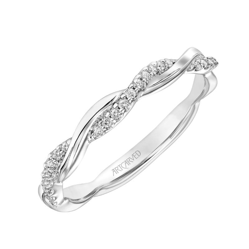 Artcarved Bridal Mounted with Side Stones Contemporary One Love Diamond Wedding Band Dani 14K White Gold