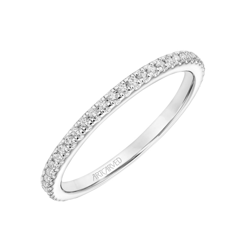 Artcarved Bridal Mounted with Side Stones Classic Solitaire Diamond Wedding Band Elyse 14K White Gold