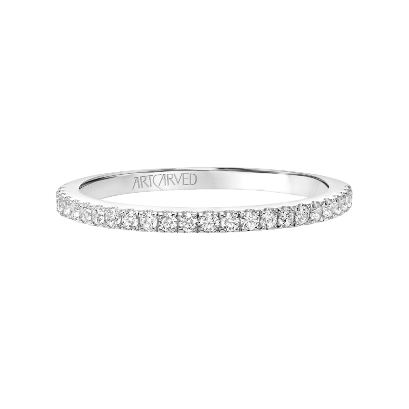 Artcarved Bridal Mounted with Side Stones Contemporary Halo Diamond Wedding Band Joy 14K White Gold