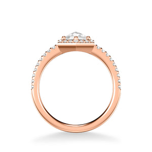 Artcarved Bridal Mounted Mined Live Center Contemporary Rose Goldcut Halo Engagement Ring Angelyn 18K Rose Gold