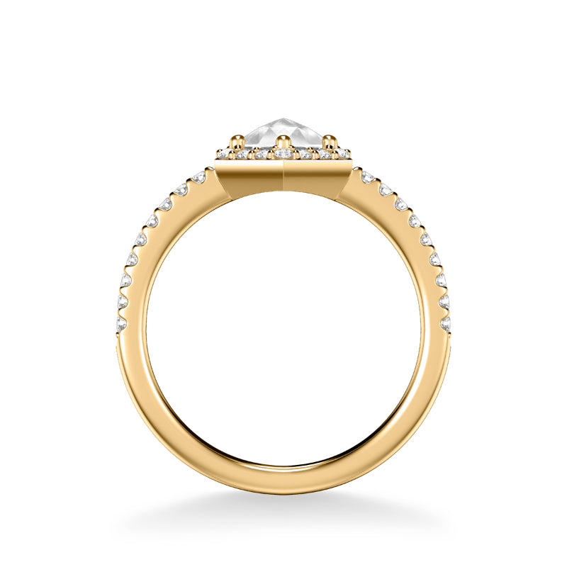 Artcarved Bridal Mounted Mined Live Center Contemporary Rose Goldcut Halo Engagement Ring Angelyn 18K Yellow Gold