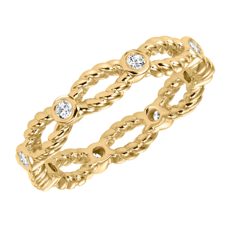 Artcarved Bridal Mounted with Side Stones Contemporary Stackable Eternity Anniversary Band 14K Yellow Gold