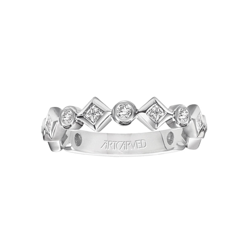 Artcarved Bridal Mounted with Side Stones Contemporary Fashion Diamond Anniversary Band Jennifer 14K White Gold