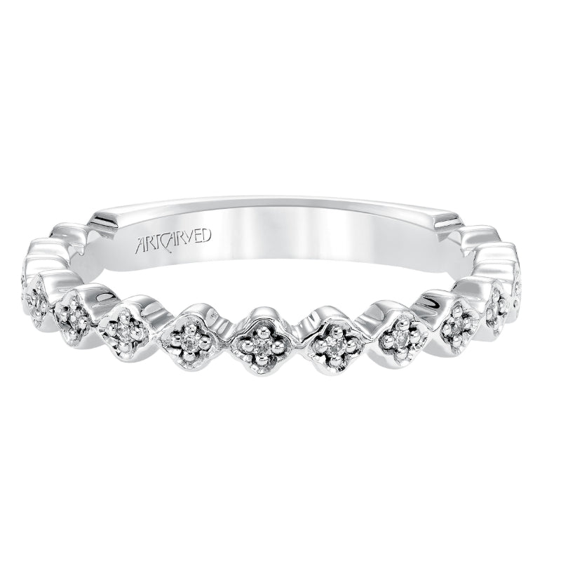 Artcarved Bridal Mounted with Side Stones Contemporary Fashion Diamond Anniversary Band Shannon 14K White Gold