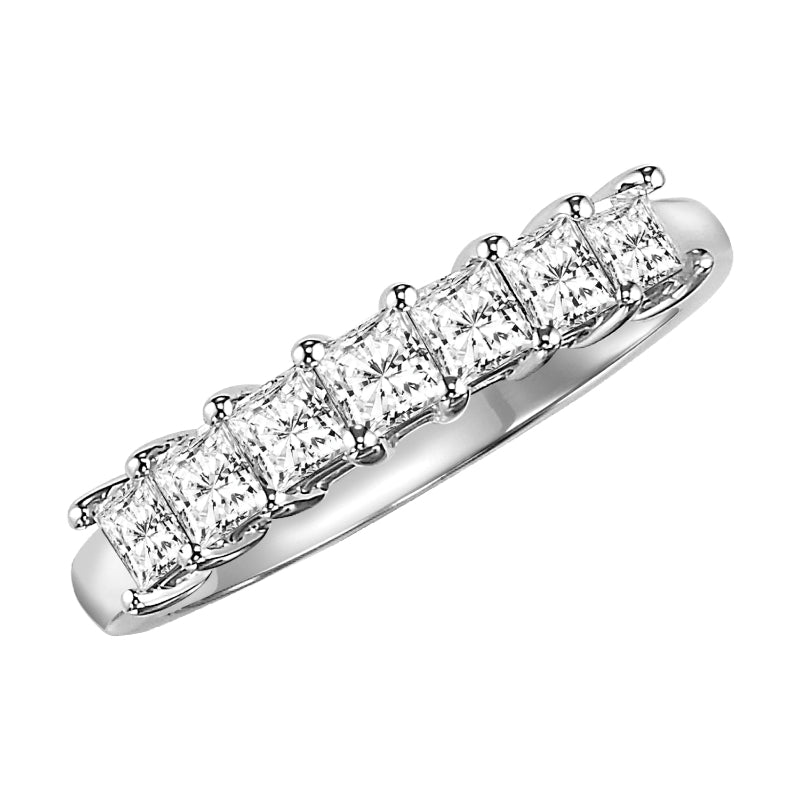 Artcarved Bridal Mounted with Side Stones Classic 7-Stone Diamond Anniversary Band 14K White Gold