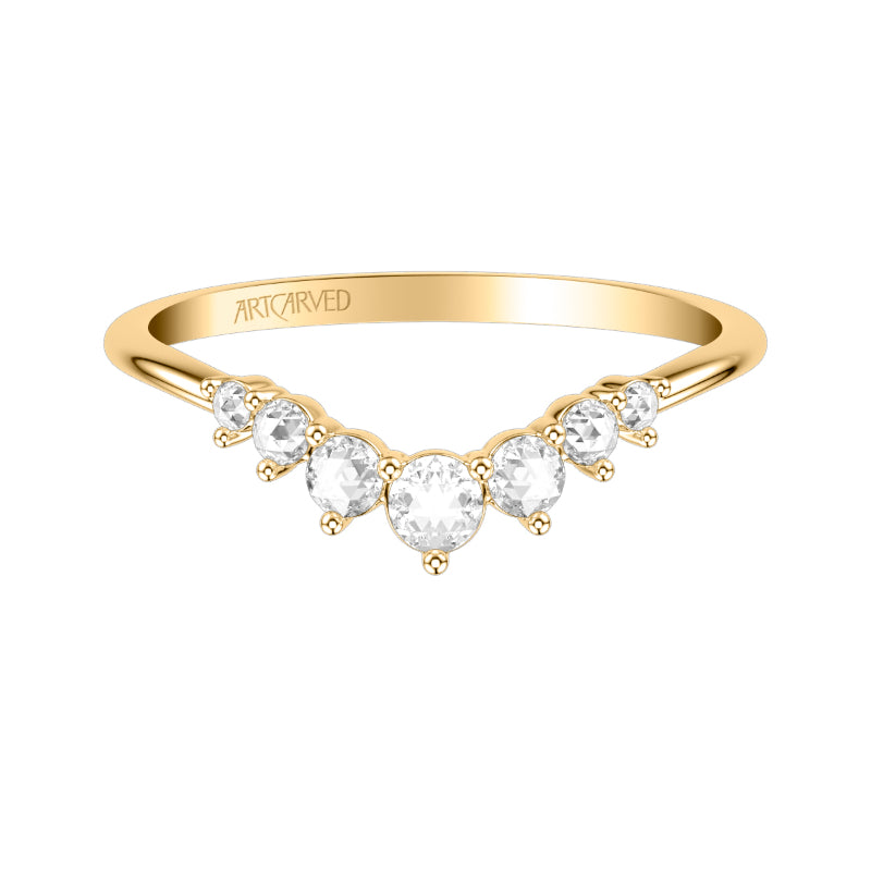 Artcarved Bridal Mounted with Side Stones Classic Rose Goldcut Diamond Anniversary Band 18K Yellow Gold