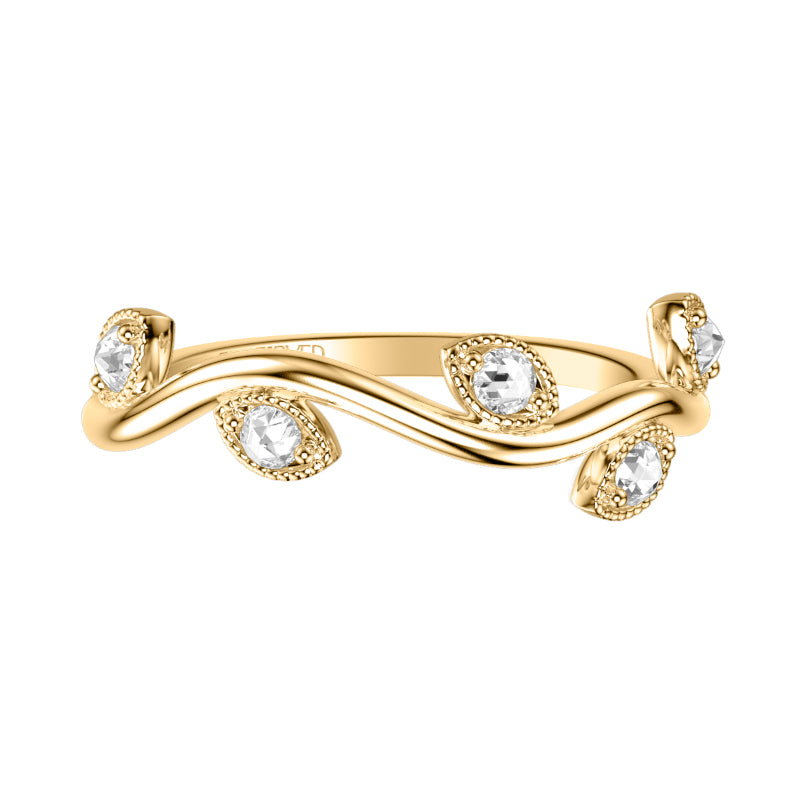 Artcarved Bridal Mounted with Side Stones Contemporary Rose Goldcut Diamond Anniversary Band 18K Yellow Gold