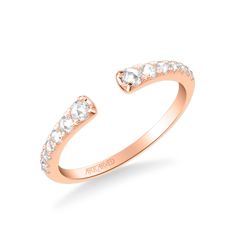 Artcarved Bridal Mounted with Side Stones Contemporary Rose Goldcut Diamond Anniversary Band 18K Rose Gold