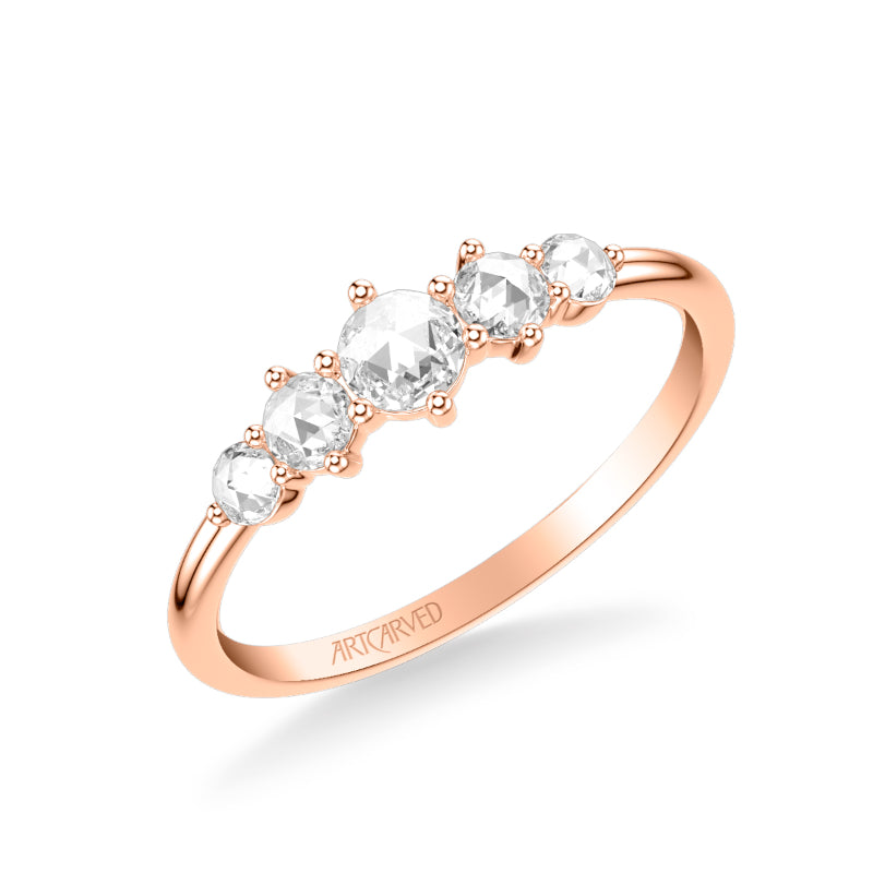 Artcarved Bridal Mounted with Side Stones Classic Rose Goldcut Diamond Anniversary Band 18K Rose Gold