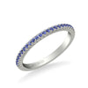 Artcarved Bridal Mounted with Side Stones Classic Anniversary Band 18K White Gold & Blue Sapphire