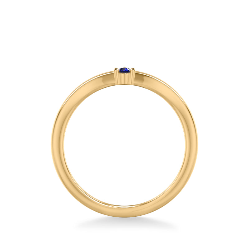 Artcarved Bridal Mounted with Side Stones Contemporary Anniversary Band 18K Yellow Gold & Blue Sapphire