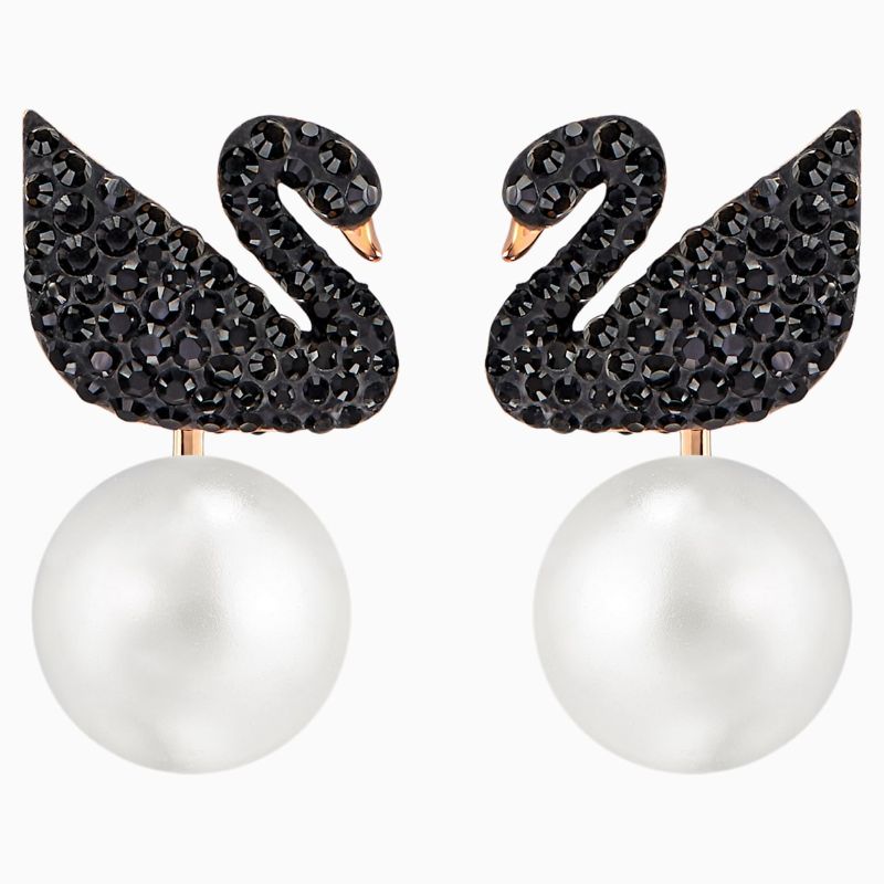 Swarovski Black Crystal Pear Earrings