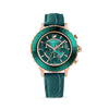 Swarovski Octea Lux Chrono Watch, Leather Strap, Green, Rose Gold-Tone Finish