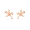 Swarovski Volta Stud Earrings, Bow, Small, White, Rose Gold-Tone Plated
