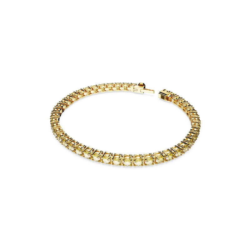 Swarovski Matrix Tennis Bracelet, Round Cut, Yellow, Gold-Tone Plated