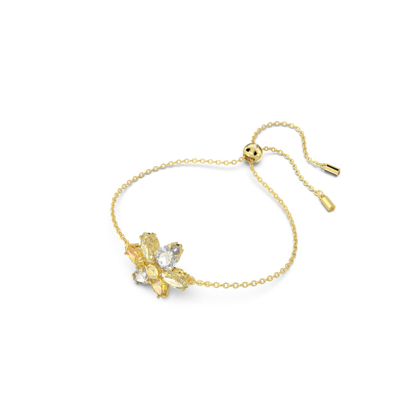 Swarovski Gema Bracelet, Mixed Cuts, Flower, Yellow, Gold-Tone Plated