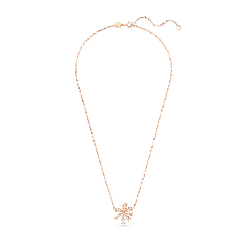 Swarovski Volta Necklace, Bow, Small, White, Rose Gold-Tone Plated