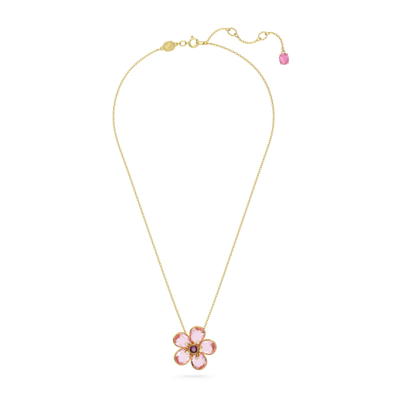 Swarovski Florere Pendant, Flower, Pink, Gold-Tone Plated