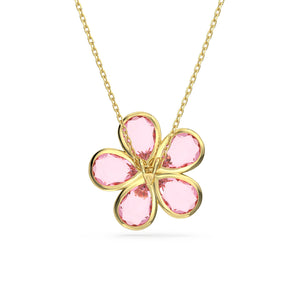 Swarovski Florere Pendant, Flower, Pink, Gold-Tone Plated