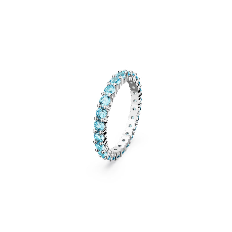 Swarovski Matrix Ring, Round Cut, Blue, Rhodium Plated – Jones Bros Jewelers