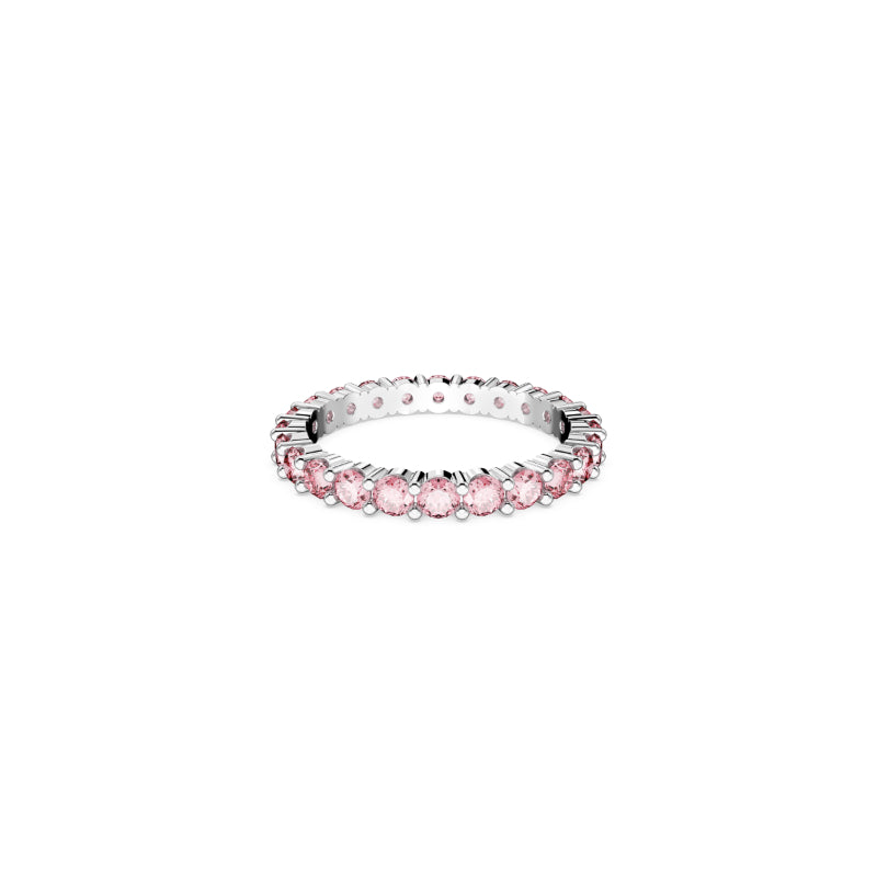 Swarovski Matrix Ring, Round Cut, Pink, Rhodium Plated