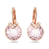 Swarovski Bella V Drop Earrings, Round Cut, Pink, Rose Gold-Tone Plated