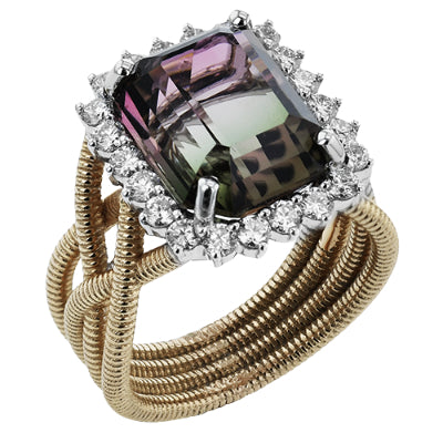Simon G Fashion Color Ring In 18K Gold With Diamonds (White,Rose)