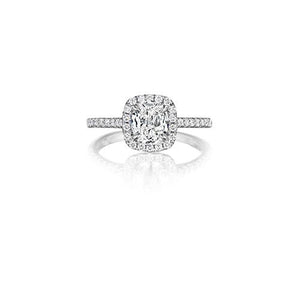 Henri Daussi 18K White Gold .30ct Signature Daussi Cushion Cut Diamond Engagement Ring