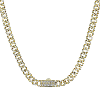 Simon G Fashion Lock Necklace In 14K Gold With Diamonds (Yellow)