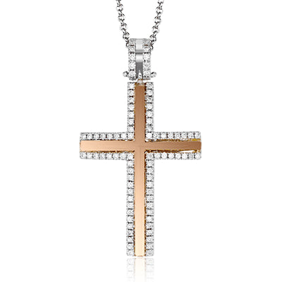 Simon G Fashion Cross Pendant In 18K Gold With Diamonds (White,Rose) –  Jones Bros Jewelers